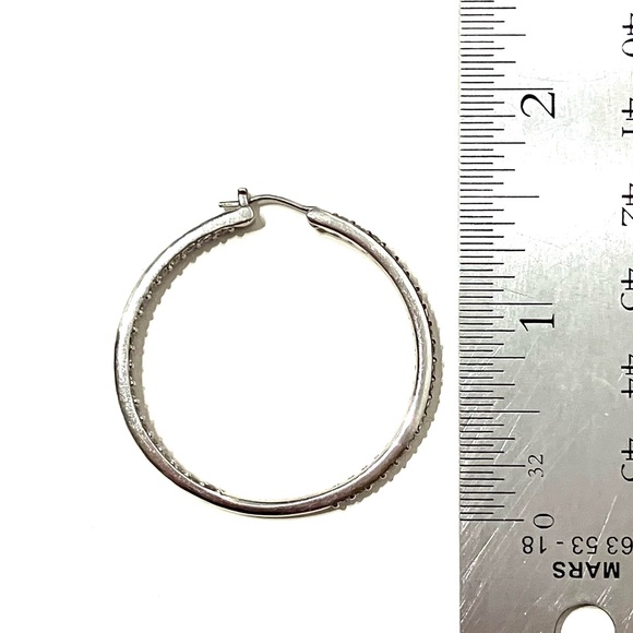 Sterling Silver 925 CZ Inside Out Hoop Earrings - Picture 11 of 11